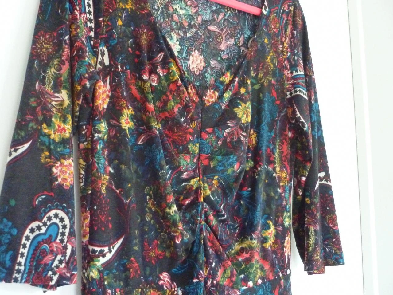 Vestido con motivo turquesa oscuro con mangas 3/4 Talla 38 – photo 5